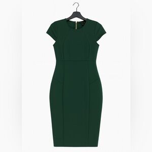 LIKE NEW - Felicity & Coco Green Cap Sleeve Sheath Dress – Size M – Gold Zipper